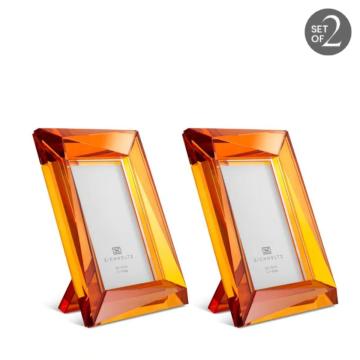 Picture Frame Obliquity L set of 2 Orange Crystal Glass