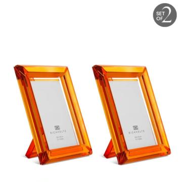 Picture Frame Theory L set of 2 Orange Crystal Glass