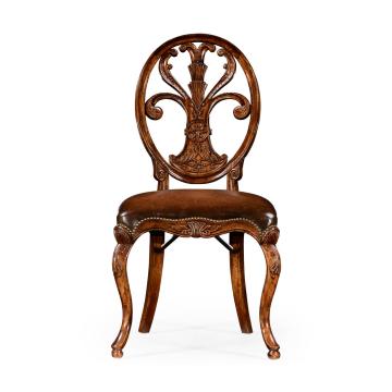 Dining Chair Sheraton in Walnut - Antique Chestnut Leather