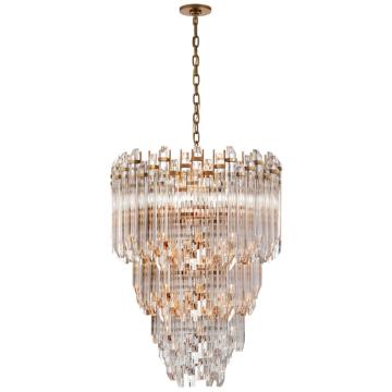 Adele Three-Tier Waterfall Chandelier in Hand-Rubbed Antique Brass