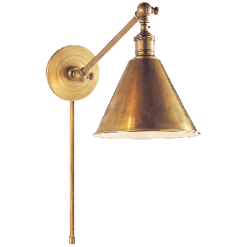 Boston Functional Single Arm Library Light | Antique Brass