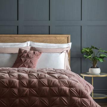Cosy Blush Pink Velvet Bedspread