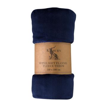 Monmouth Rolled Flannel Fleece Throw in Ink Blue