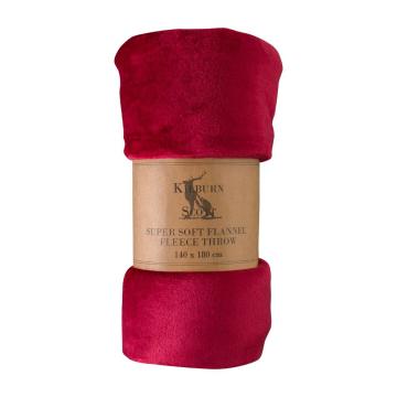 Monmouth Rolled Flannel Fleece Throw in Red