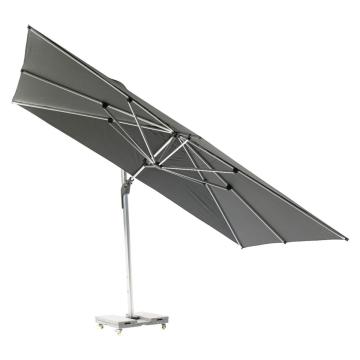 Set Winchester Grey Rectangle Side Post Parasol with Protective Cover 4m x 3m inc base
