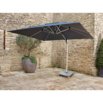 Chichester Premium 3m Grey Square Side Post Parasol with Protective Cover and Wheeled Base