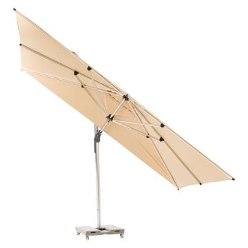Set Winchester Sand Rectangle Side Post Parasol with Protective Cover 4m X 3m Inc Base