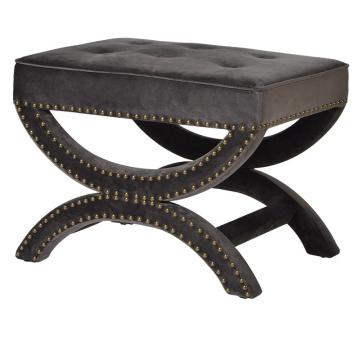 Pavilion Chic Stool X-Leg in Grey Velvet 