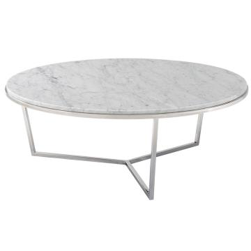 Large Round Coffee Table Fisher in Marble & Nickel