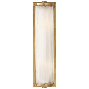 Dresser Long Glass Rod Light in Hand-Rubbed Antique Brass with Frosted Glass Liner