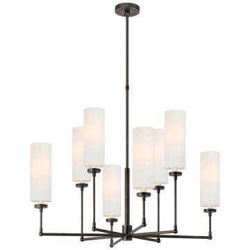 Ziyi Large Chandelier in Bronze with Linen Shades