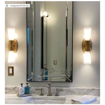 Utopia Small Double Bath Sconce in Gild with White Glass