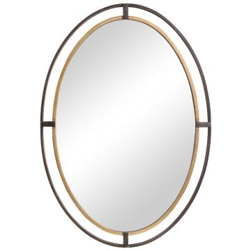 Contrast Oval Mirror Bronze & Gold