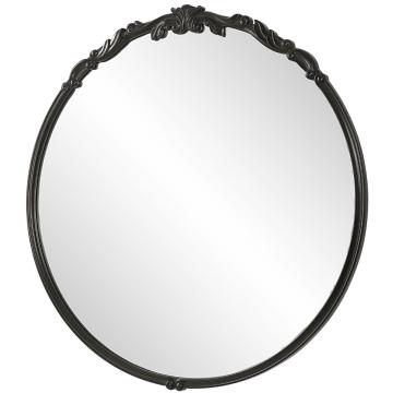 Margaret Round Mirror Black