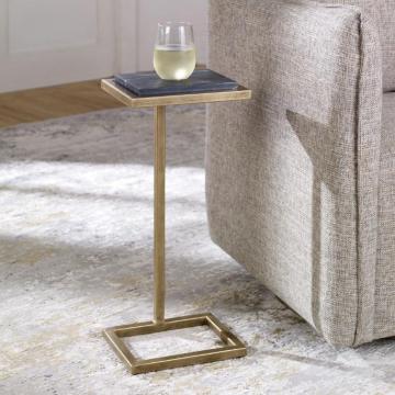 Served Accent Table Marble & Brushed Gold