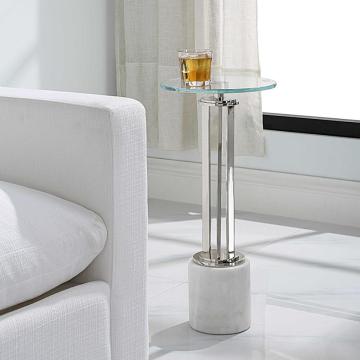 Tower Marble & Glass Side Table