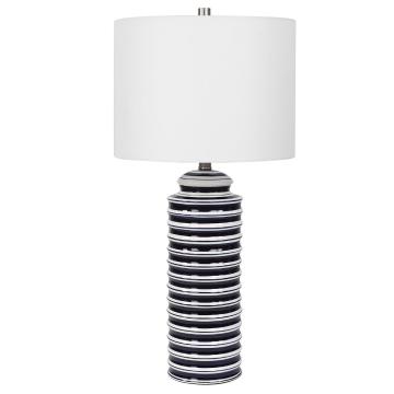 Ribbed Black & White Table Lamp