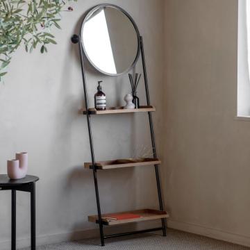 Miserden Leaner Ladder Shelf with Mirror