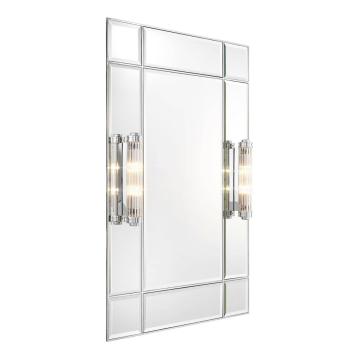 Wall Mirror with Lights Beaumont in Silver Nickel