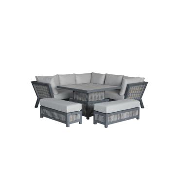 Tuscan Square Sofa with Square Piston Table & 2 Benches