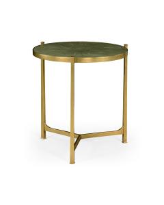Green round faux shagreen gilded side table