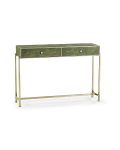 Console Table 1930s in Green Shagreen - Silver