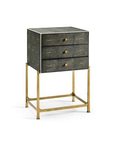 Small Chest of Drawers 1930s in Anthracite Shagreen - Gilded