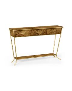 Argentinian walnut veneered tapering console