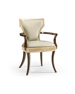 Dining Chair with Arms Klismos in Champagne - Cream Leather
