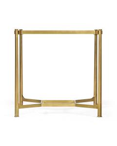 Patinated gilded finish square side table