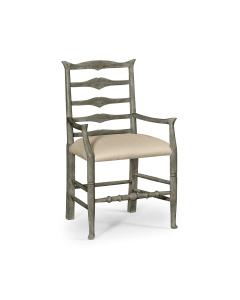 Casual Ladder Back Arm Chair in Mazo - Antique Dark grey