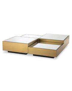 Eichholtz Coffee Table Esposito brushed brass finish black glass set of 4