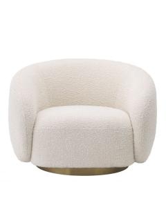 Brice Swivel Chair in Boucle Cream