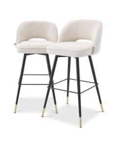 Cliff Bar Stool Swivel in Boucle Cream Set of 2