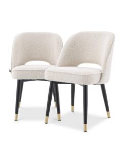 Cliff Dining Chairs Set of 2 in Boucle Cream