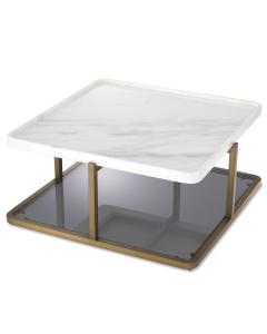 Eichholtz Coffee Table Grant br brass finish white marble