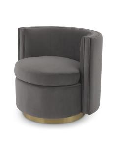 Amanda Swivel Chair in Grey Velvet