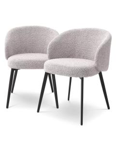 Lloyd Dining Chairs with Arm in Boucl√© grey Set of 2 