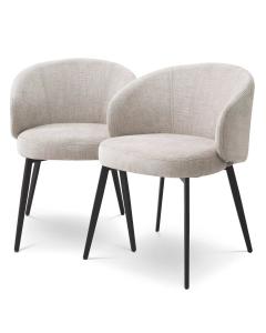 Lloyd Dining Chairs with Arm in Sisley beige Set of 2 