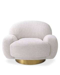 Swivel Chair Udine Off White and Brass