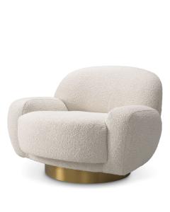 Swivel Chair Udine Cream Boucl√© and Brass