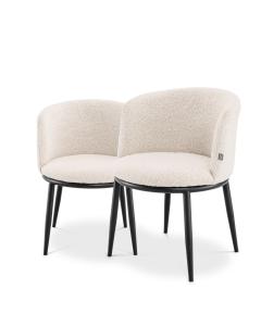 Fimore Dining Chair Set of 2 in Boucle Cream