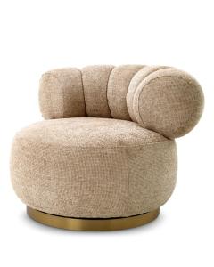 Swivel Chair Phedra Taupe and Brass Finish