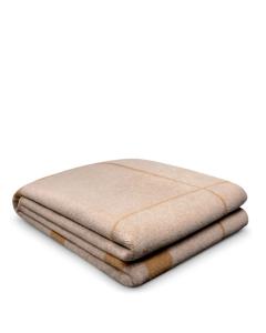 Plaid Wool & Cashmere Throw Blanket Rhoda Beige
