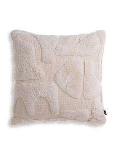 Cotton Cushion Menos with Fleece Detailing Off White - Small