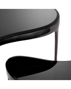 Black Nickel & Smoke Glass Side Table Set Zena