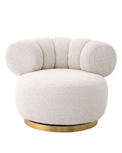 Swivel Chair Phedra Off White and Brass Finish 