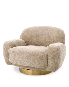 Swivel Chair Udine Taupe and Brass