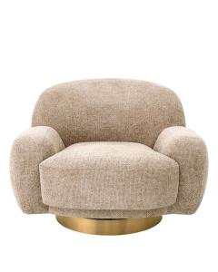 Swivel Chair Udine Taupe and Brass