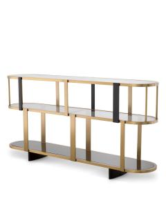 Shelving Unit Clio Round Low in Brushed Brass Finish